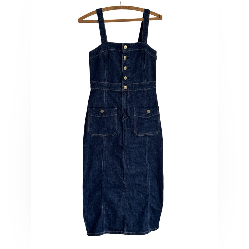 American Eagle Dark Wash Button Up Denim MIDI Dress Size Small